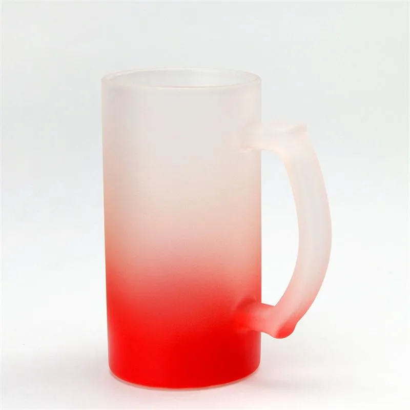 16oz Sublimation Gradient Beer Cup with Handle Glass Tumblers Thermal Transfer Water Bottle A02