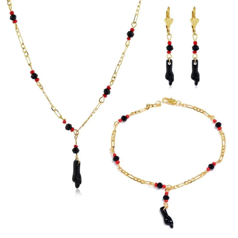 Браслеты очарования Pulsera Mano de Azabache Bebe / 18k Gold заполнены Lucky Back Baby Bracete и ожерелье для женщин девочек подарки