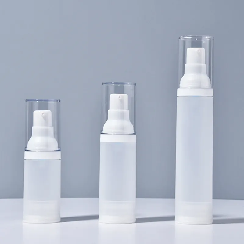 Vacíe 20ml 30ml 50ml Botellas con bomba sin aire Loción Botella de vacío de plástico transparente mate para tubo de embalaje de cosméticos