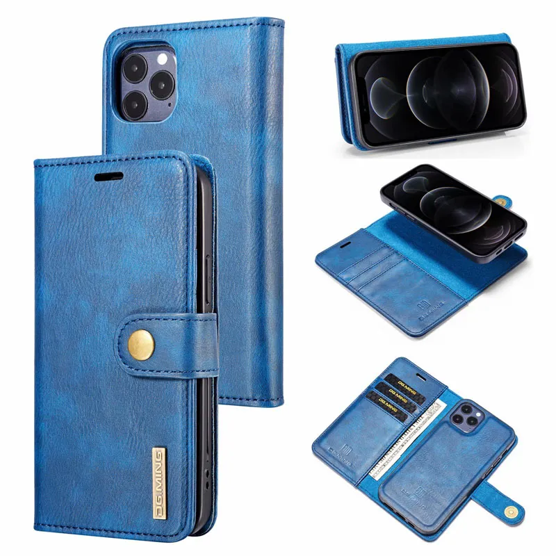 Dg.ming 2 в 1 съемный съемный кошелек кожаный чехол для iPhone 12 11PRO MAX XS MAX XR 8 7 6S PLUS