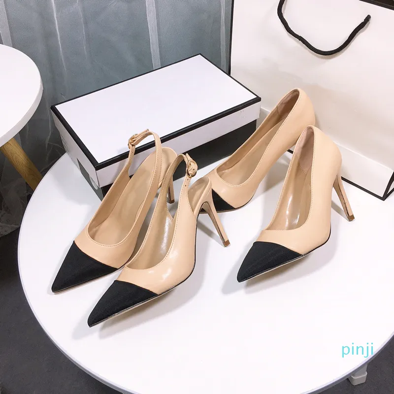2021 abbinamenti di colore scarpe singole scarpa da donna con tacco alto delicata e femminile con temperamento a tacco alto