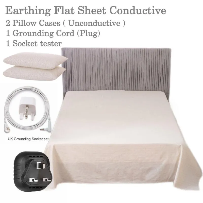 Pure Beech Sateen Sheets Grounded Flat Sheet With 2 Case Unconductive