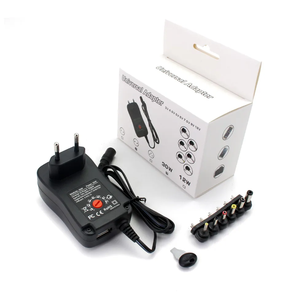 Adjustable AC/DC 12V Volt 19v Power Supply With 2A 30W USB Charger