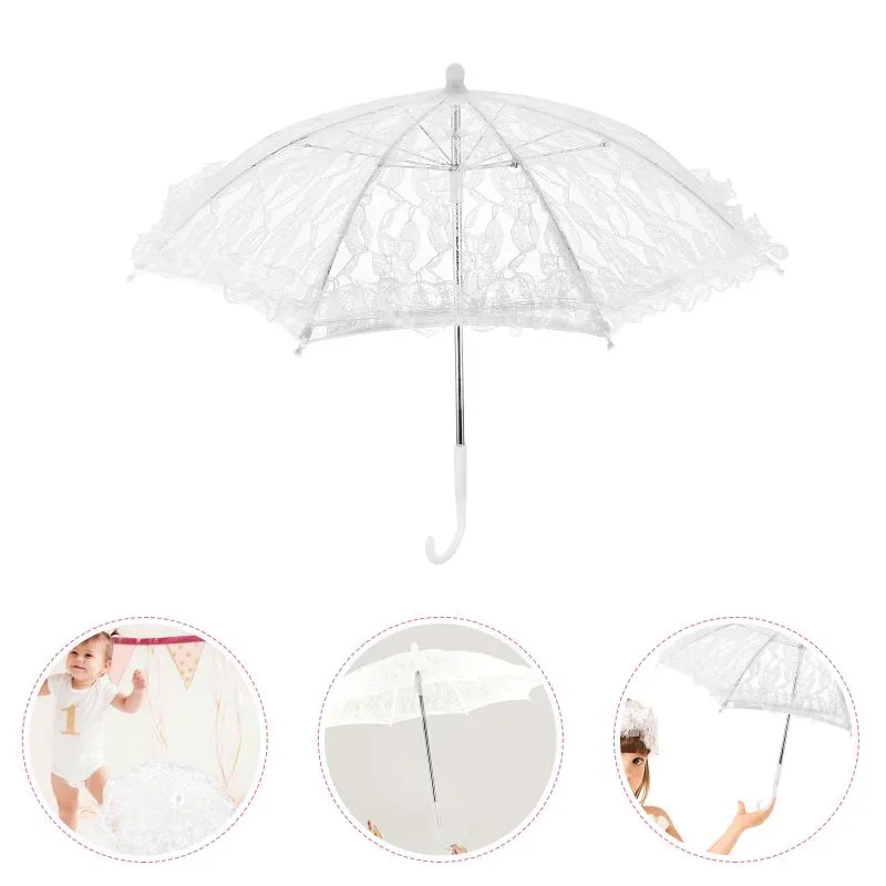 Fans Parasols Lace Paraply Exquisite Bröllop Elegant Lady Pokagefordon