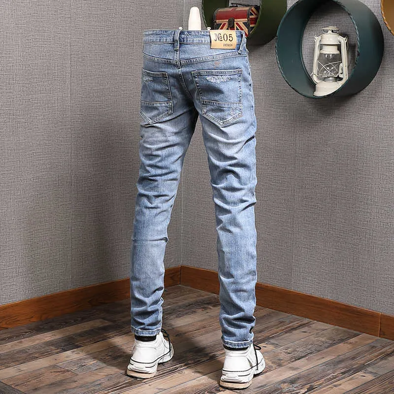 s Jeans Streetwear Fashion Retro Blue 