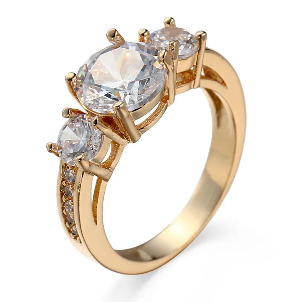 Anello da donna classico taglio rotondo Anello da donna in oro 18 carati Accessori di moda per fidanzamento