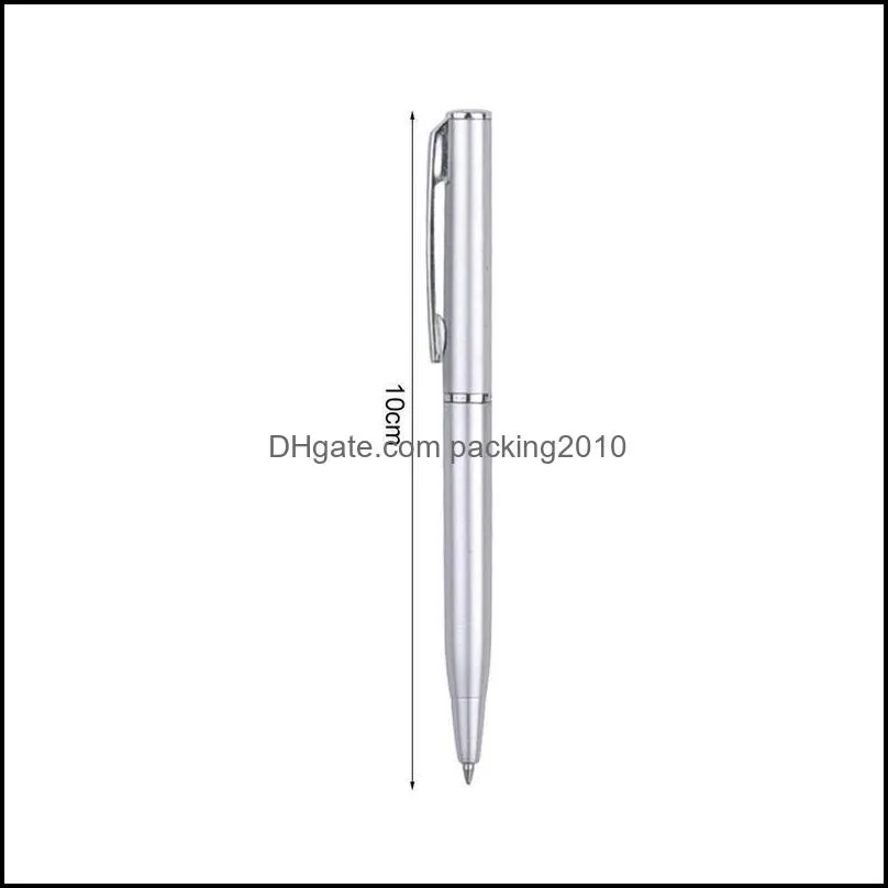 10cm Light Silver Ballpoint Pen Stationery Rotating Rotary Twisting Short Plastic Mini School Pen Style Supplies