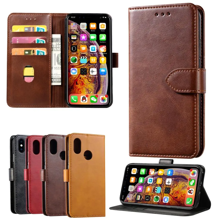 High Quality Leather Cases for iPhone 13 12 11 pro X xs xr max 6 7 plus 8 with Card Slot Flip Wallet Stand Case Cover