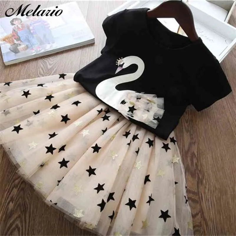 Melario Casual Mädchen Kleidung Sets Sommer Prinzessin Mädchen Bling Star Top Rock 2 stücke Set Kinder Kleidung 3-7 Jahre mädchen Outfits 210326