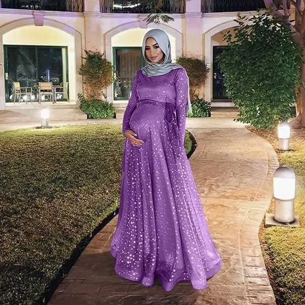 Boat Neck Long Sleeve Maternity Dress