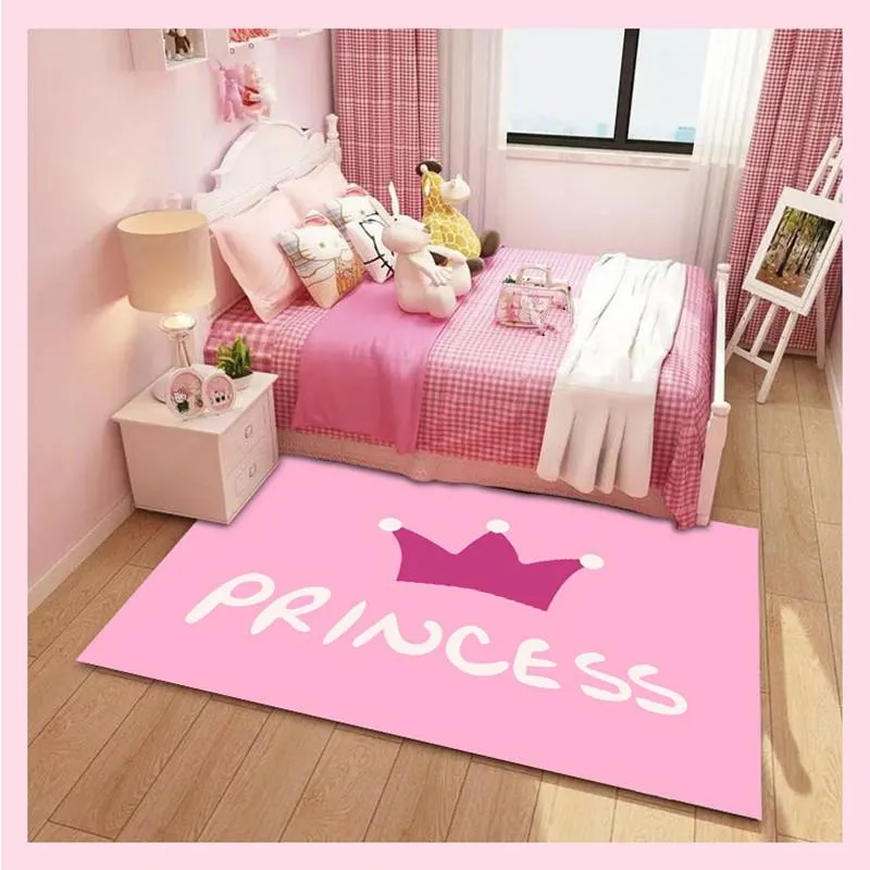 Ковры 3D розовая корона шаблон детская спальня игровая зона коврики детская комната декор ковров детские ползать коврики детей день рождения подарок коврик