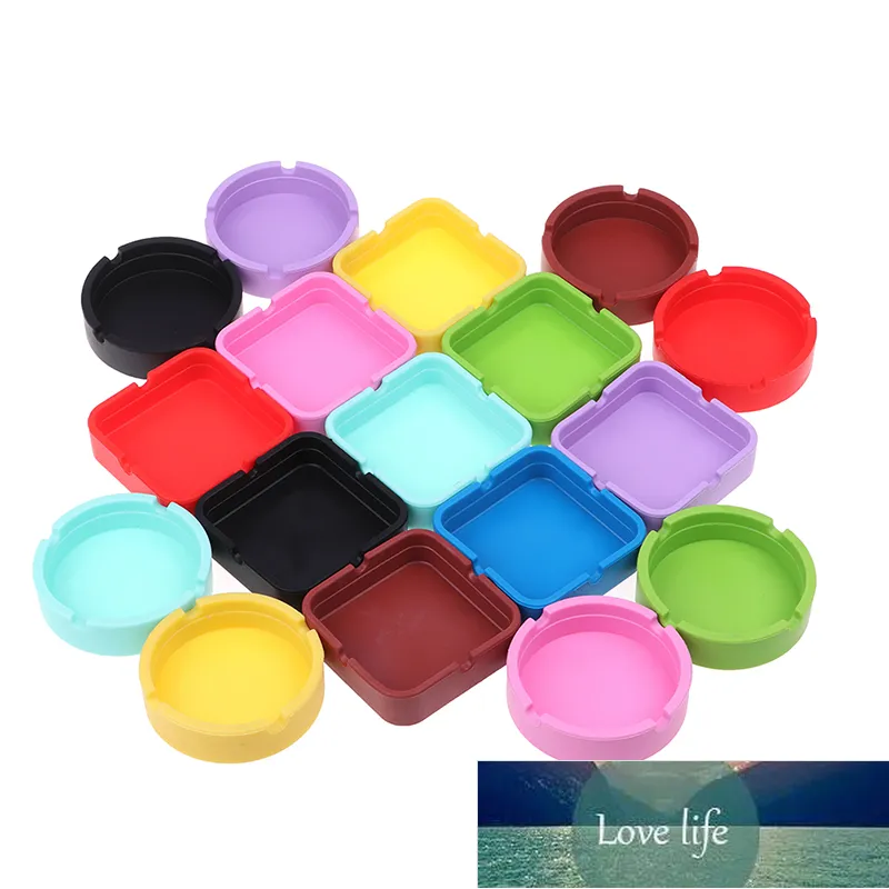 High Quality 1pcs Silicone Ashtray Square/Round Ashtray Colorful Silicone Rubber Ashtray Rack Smoking Accessories Random Color Factory price expert design