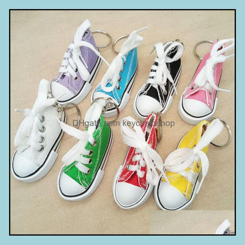 Creative Key Ring Chain Mini Canvas Shoes Sneaker Tennis Keychain Simulation Sport Shoes Funny Keyring Pendant Gift LXL907L