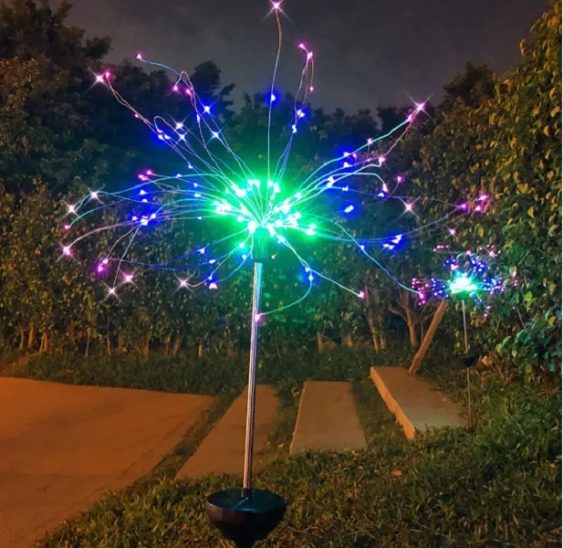 Solar panel powered ground cigarette lights LED copper wire Dandelion lamp string garden lawn Christmas lights