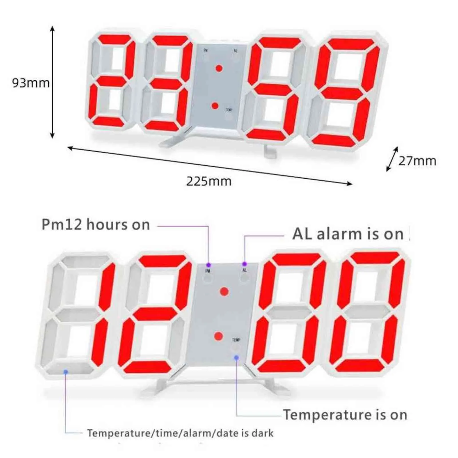 KOSUMOSU Réveil pour Chambre à Coucher, Horloge de Table LED de 6,7