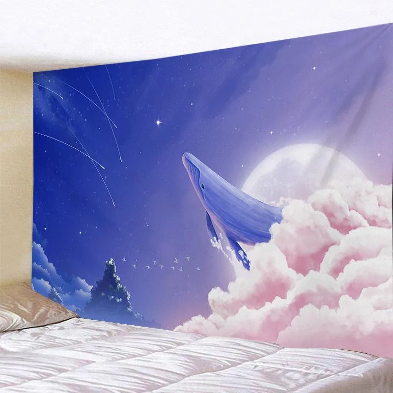 Tapestries Kawaii Kid Room Decor Whale Tapestry Aesthetic Korean Wall Hanging Art Cloth Girls Bedroom Tapiz