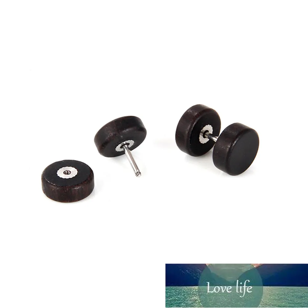 dumbbell stud Black wooden earring for men women Punk small round fashion jewelry accessories brinco masculino