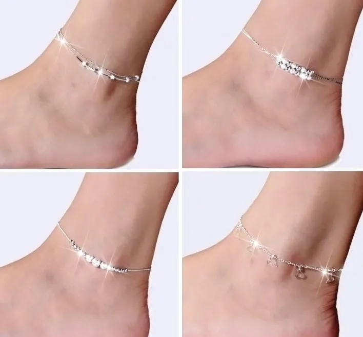 Bracelet de cheville en argent sterling 2021 pour femmes, bijoux de pied incrustés de Zircon, sur une jambe, cadeaux de personnalité, nouvelle collection 925