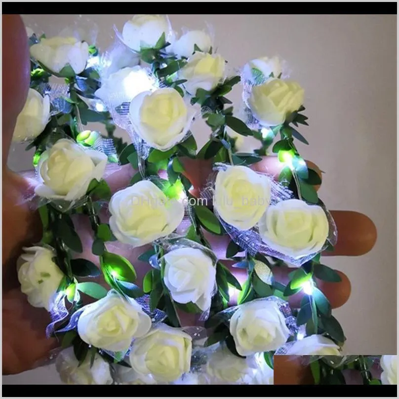 sss colorful christmas party glowing wreath halloween crown flower headband women girls led light up hair wreath hairband garlands