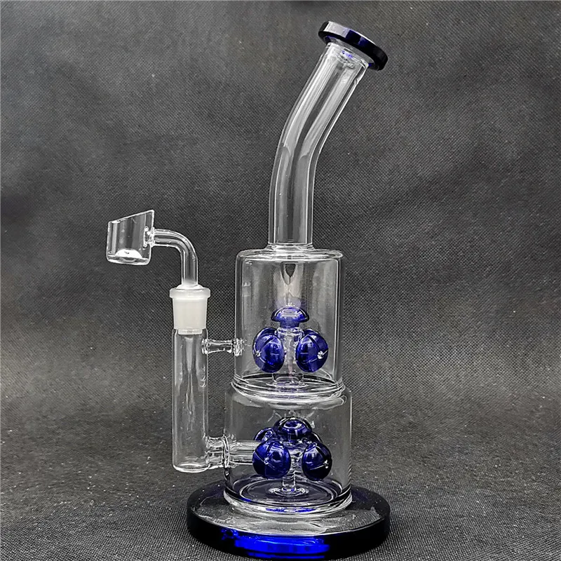 유리 물 봉 14.4mm 여성 조인트 물 담뱃대 더블 PECR 수제 파이프 DAB 장비 rigs Bubblers 기능성 피이