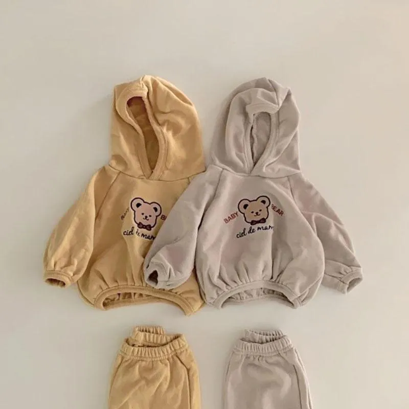 Clothing Sets MILANCEL 2022 Baby Girls Clothes Bear Hoodie And Pants 2Pcs Born Boys Casual Sweatshirt Suit