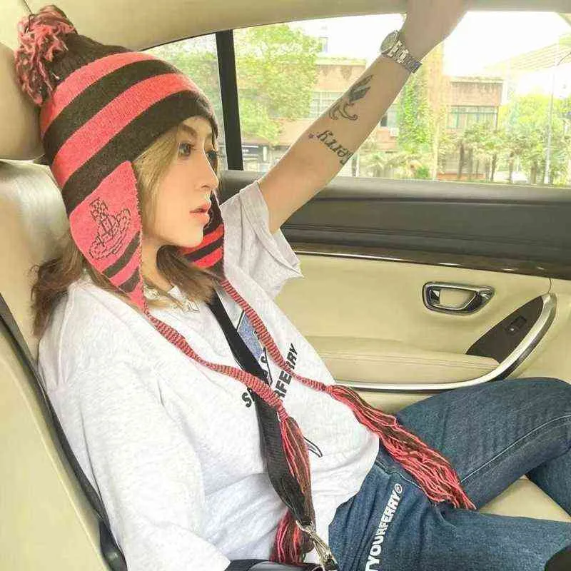 Winter Knitted Bomber Hat With Cosplay Ear Protection For