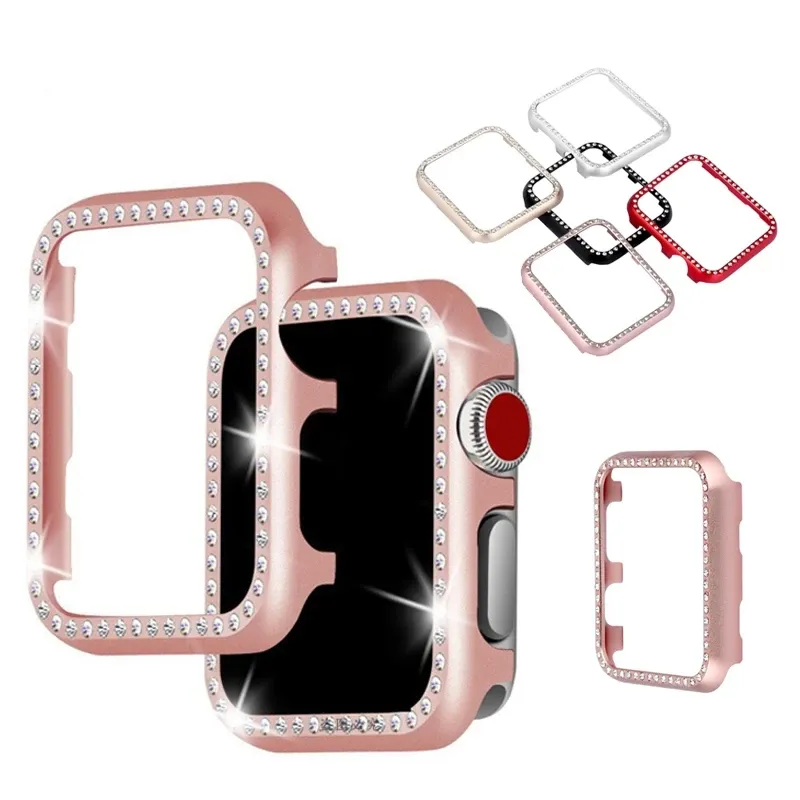 Lyxigt aluminium Bling Diamond Bumper Case för Apple Watch 8 Ultra 49mm Series 7 6 SE 5 4 3 2 1 Metall Crystal Cover iwatch 41mm 45mm 38mm 42mm 40mm 44mm