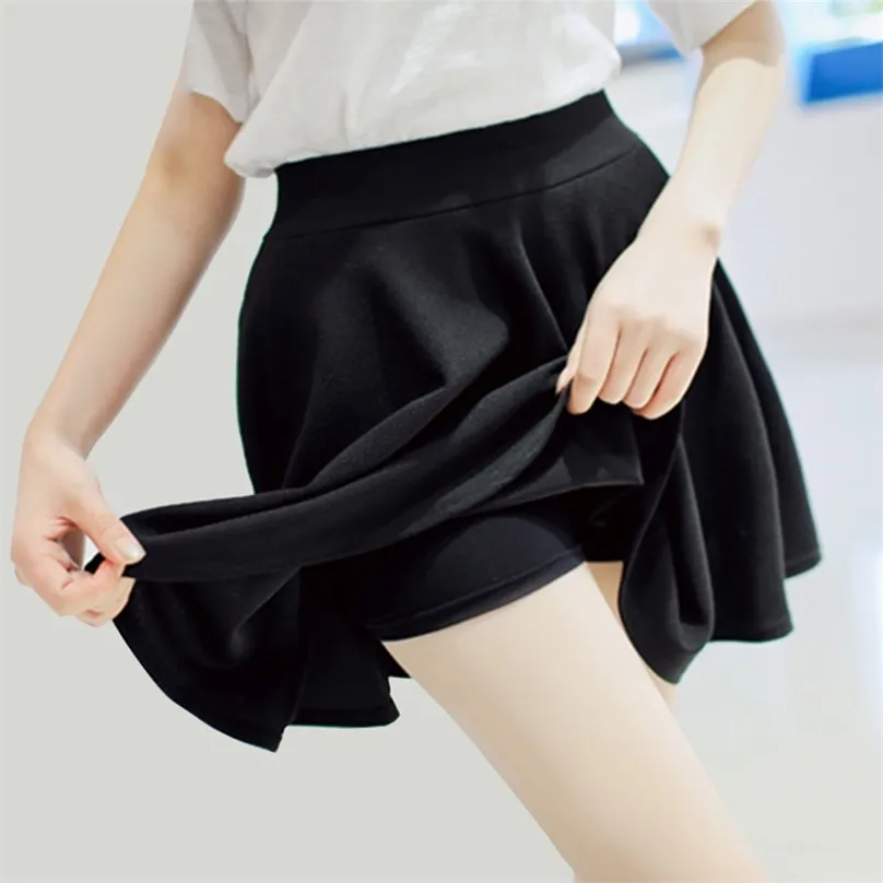 M-5XL Women Plus Size Tutu School Short Skirt Pants Summer 10 Colors Mini Saia High Waist Skirts Faldas Mujer Drop 210629