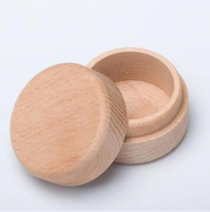 Beech Wood Jewelry Box Small Round Storage Boxes Retro Vintage Ring Box for Wedding Natural Wooden Jewelrys Case Organizer Container