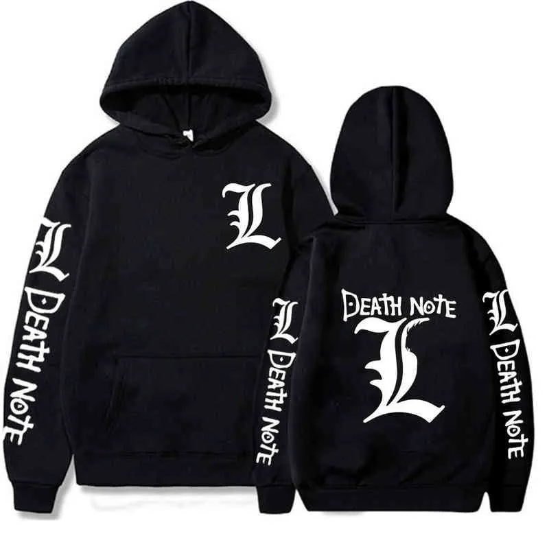 Todesanmerkung Hoodie Hip Hop Anime Pullover Tops Lose Lange Ärmel Herbst Mann Kleidung Y1213