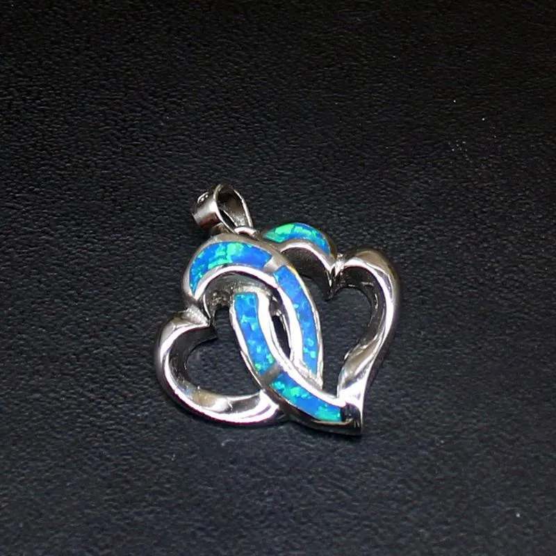 Подвесные ожерелья hermosa уникальная форма сердца синий мистический опал серебряный цвет родовой камень ювелирные украшения для девочек 20214531