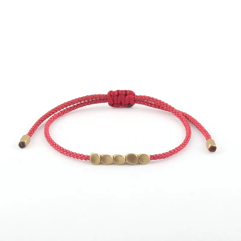 Beads de cobre tibetano Goodchancek artesanal ajustável pulseira de corda afortunada para mulheres e homens budistas