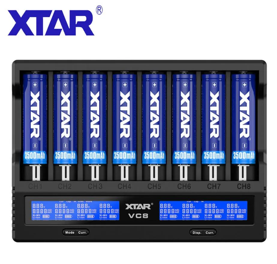 XTAR 18650 Chargeurs VC8 VC4 VC4S MC6C USB Affichage USB pour les piles rechargeables Li-ion 20700 21700 Chargeur de batterie