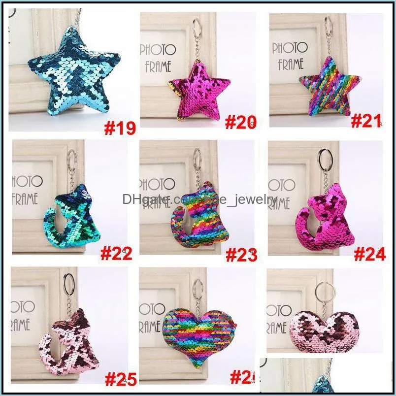 Kids Toys Keychain 94 Styles Glitter Sequins Mermaid Charms Paillette Pendants Keyring DIY Mermaid Keychains Jewelry Accessories Best