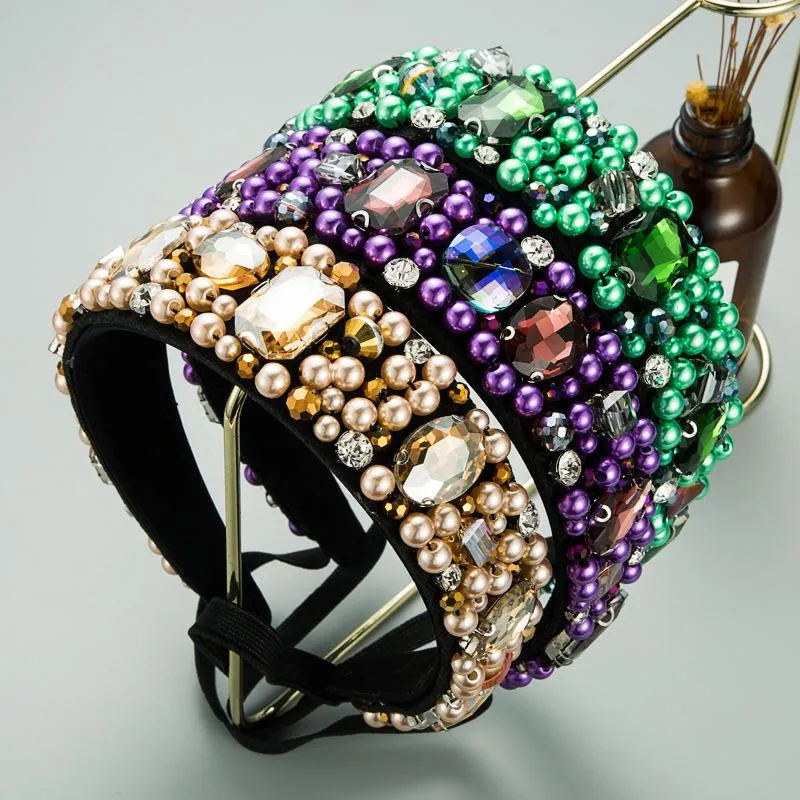 Luxe brillant plein cristal Baroque bandeau perle strass princesse bandeau pour les femmes mariée cheveux cerceau cheveux accessoires