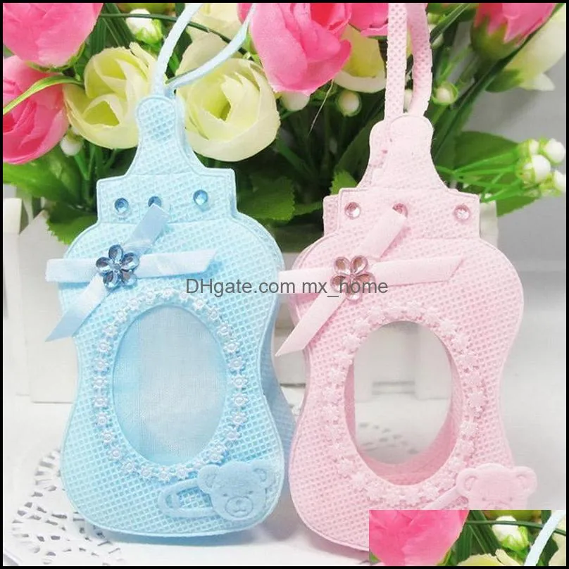 New Arrival 24 PCS Non-woven Fabrics Blue/Pink Bottle Style Gift Bags Candy Box with Sling for Guest Baby Shower Birthday Party Decor