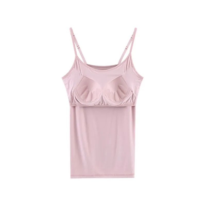 Women Tank Top Built In Bra Padded Push Up Stretchable Modal Tops Camisoles  Tube Vest Sleeveless Sexy Casual Korean SA0764 210326 From Cong02, $12.36