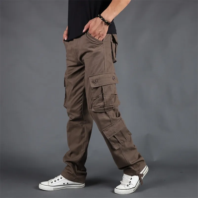 Mannen vrachtbroek heren losse leger tactische multi-pocket broek pantalon homme big size 42 mannelijke militaire overalls 210715