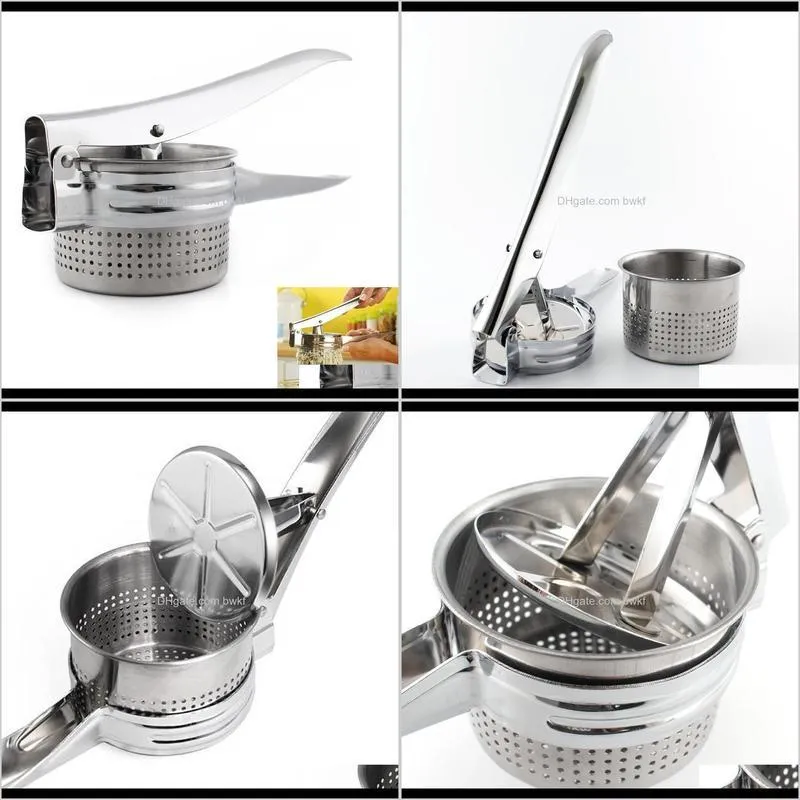 essential new stainless steel potato masher ricer puree fruit vegetable juicer crusher press squeezer maker kitchen tool 201201