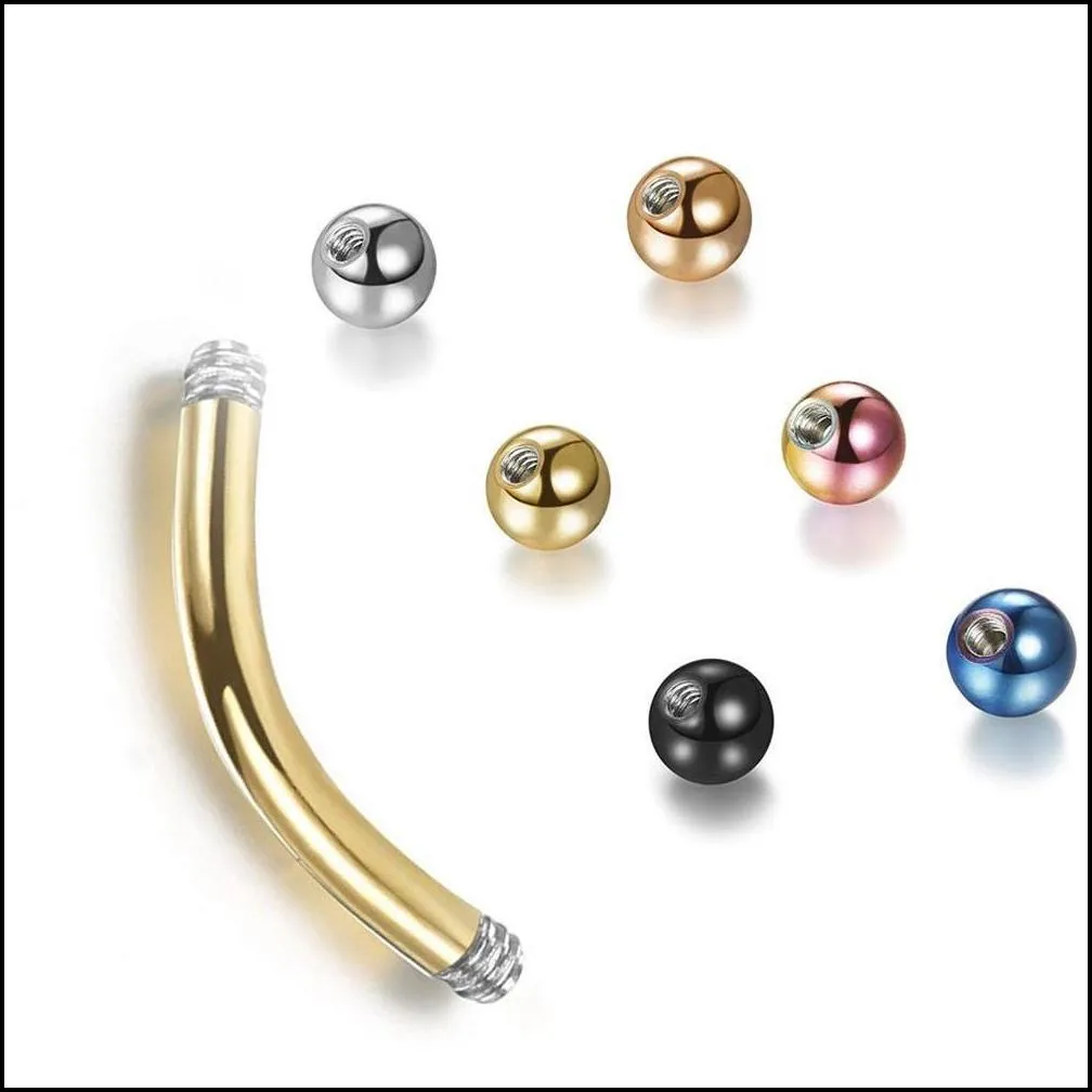 10Pcs/Lot Surgical Steel 3Mm Ball Eyebrow Piercing Internally Threaded Curved Barbell Helix Earring Lip Ring Nipple Rings Body Jewelry