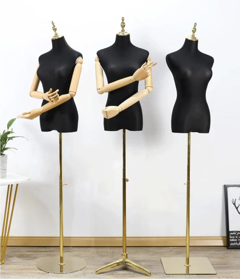 Model Props Commerciële Meubels Vrouwelijke Koreaanse Kleding Winkel Modellen Trouwjurk Frame Venster Bodyfake Half Body Gold