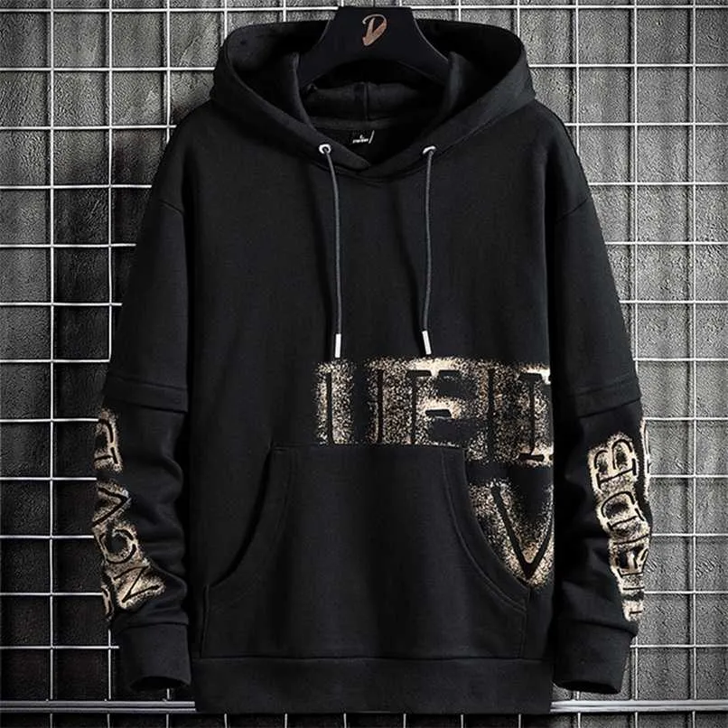 Anbican Mode Black Printed Hoodie Men Hip Hop Streetwear Pullover Oversized Sweatshirts Male Hoody Toppar Plus Storlek 8xL 211014