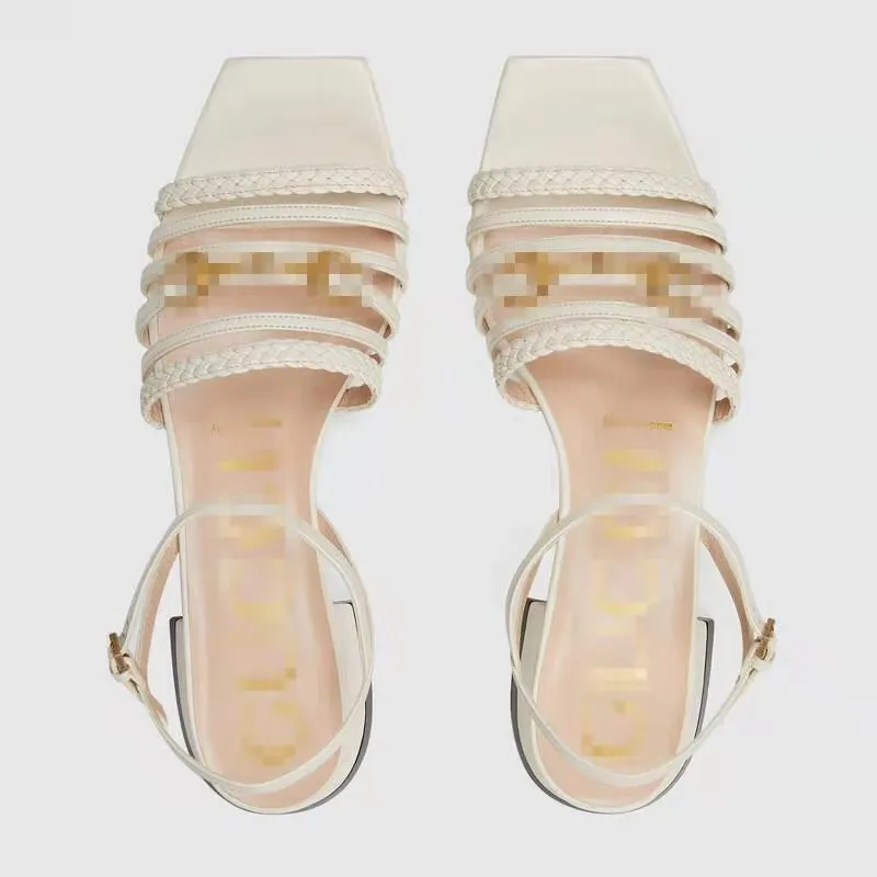 2021 fashion metal buckle leather flat sandals designer luxurys womens Size 35-42