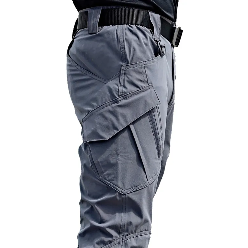 Mens Tactical Pants Multiple Pocket Elasticity Military Urban Tacitcal Trousers Men Slim Fat Cargo Pant 5XL 211112