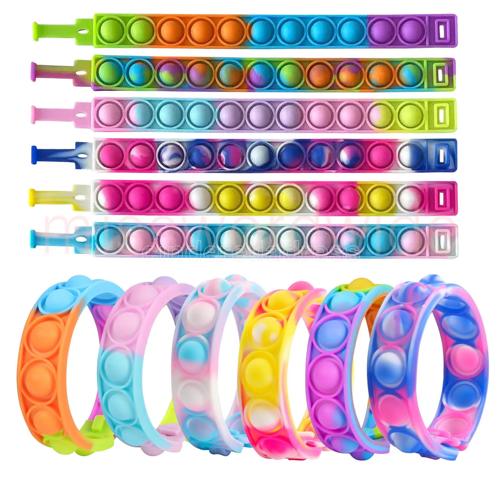 DHL Levering Fidget Speelgoed Voor Kinderen Duwen Bubble Dimpel Armband Decompressie Speelgoed Volwassenen Anti Stress Reliever Sensory Toy Kids Gift M0110