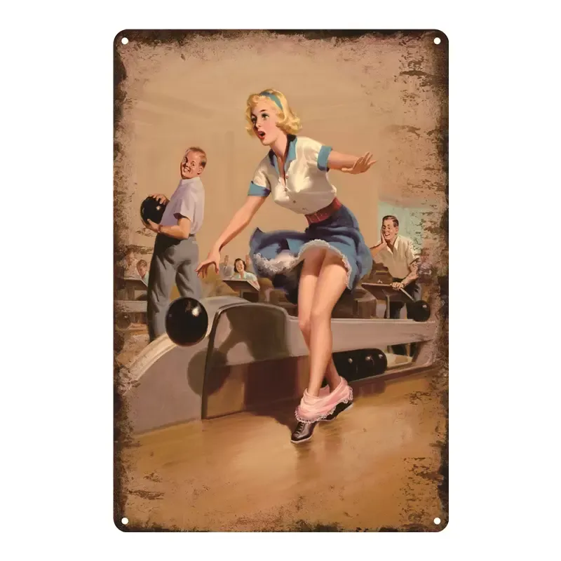 Targa in metallo vintage retrò Pin Up Girl Margara Barattolo