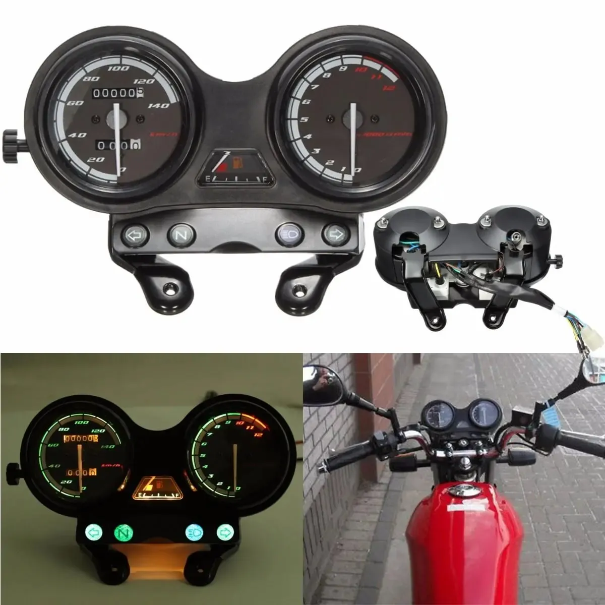 Compteur de vitesse d'odomètre d'affichage à cristaux liquides de moto de 12000 tr/min pour Yamaha YBR 125