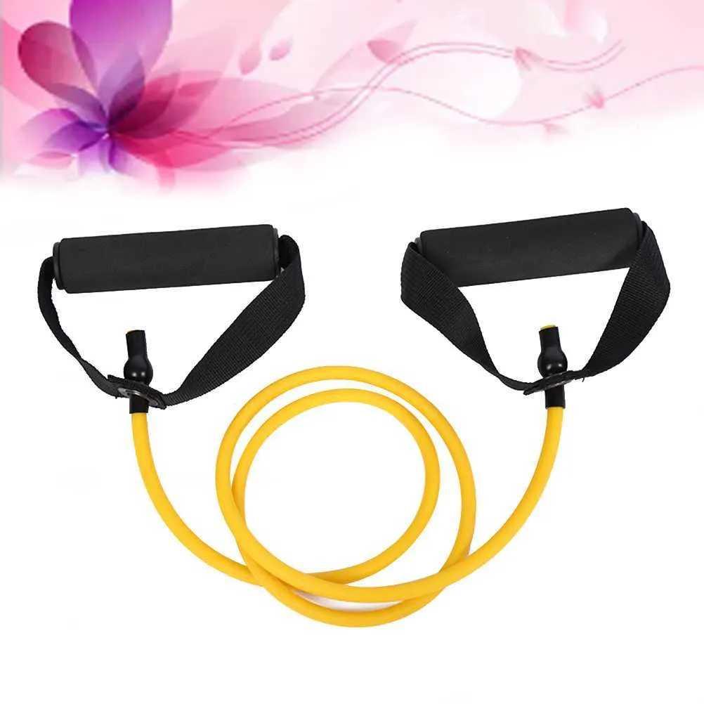 Outdoor Yoga Elastic Fitness Exercise Rope Exercise Resistance Bands Workout Bands with Handle(Yellow) H1026