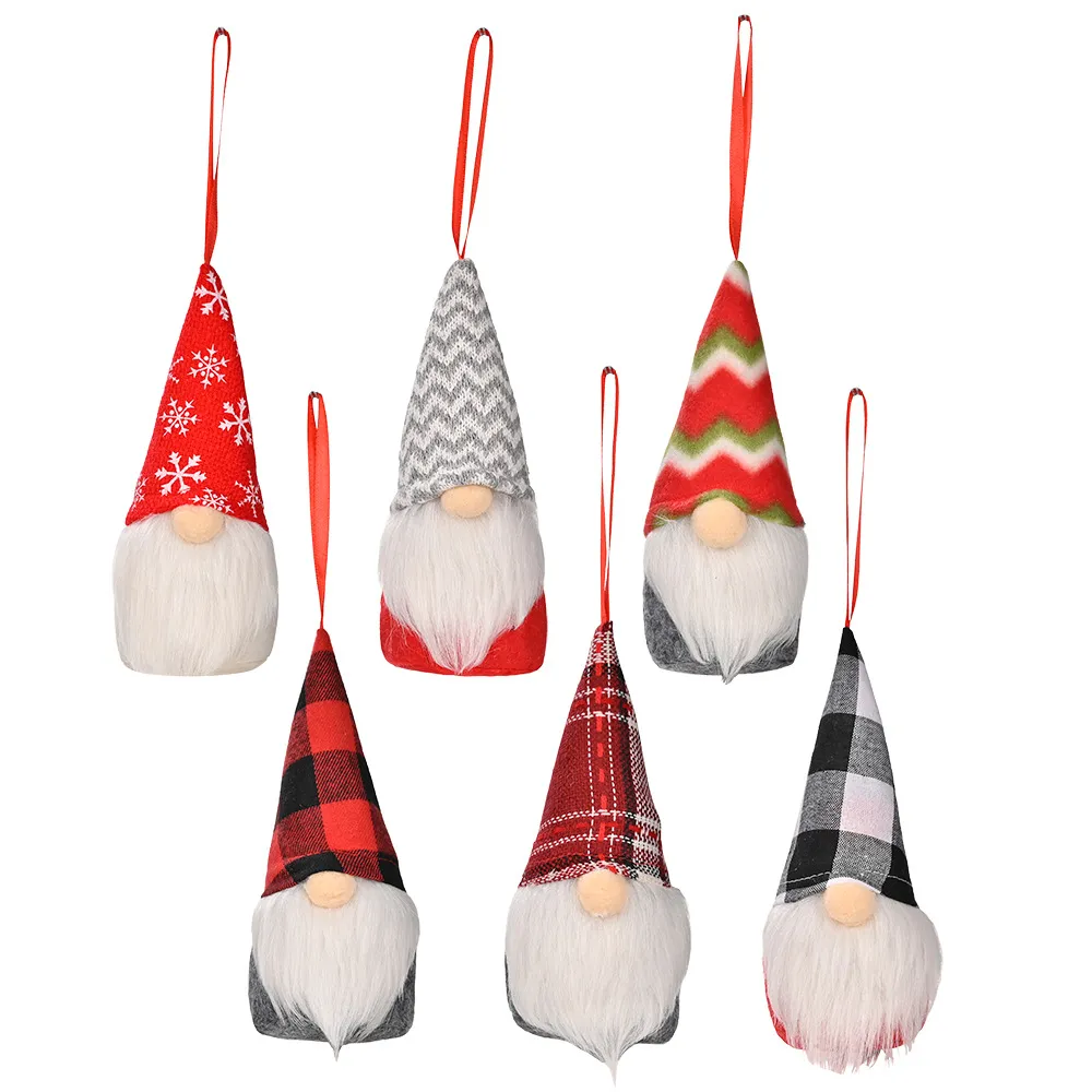 Christmas Gnome Lights Handmade Swedish Tomte Ornaments Santa Plush Doll Hanging Decoration Pendants XBJK2109