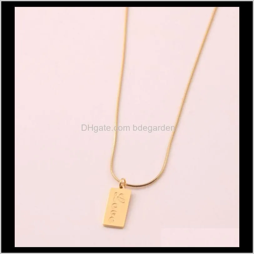 jewelry square pendant necklace Love Tag Necklace 14k gold plated necklace for women hot fashion